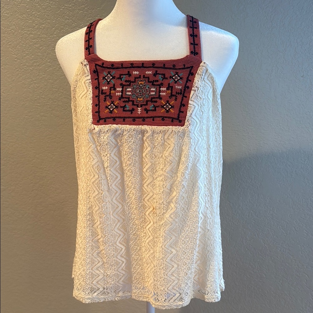 Xhilaration Cream Embellished Tank Top